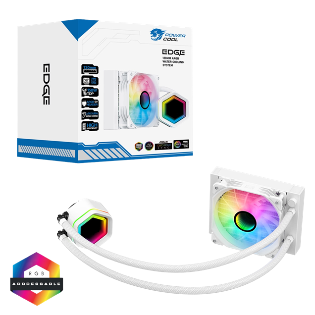 Edge White ARGB All-In-One 120mm Intel and AMD CPU Infinity Watercooler